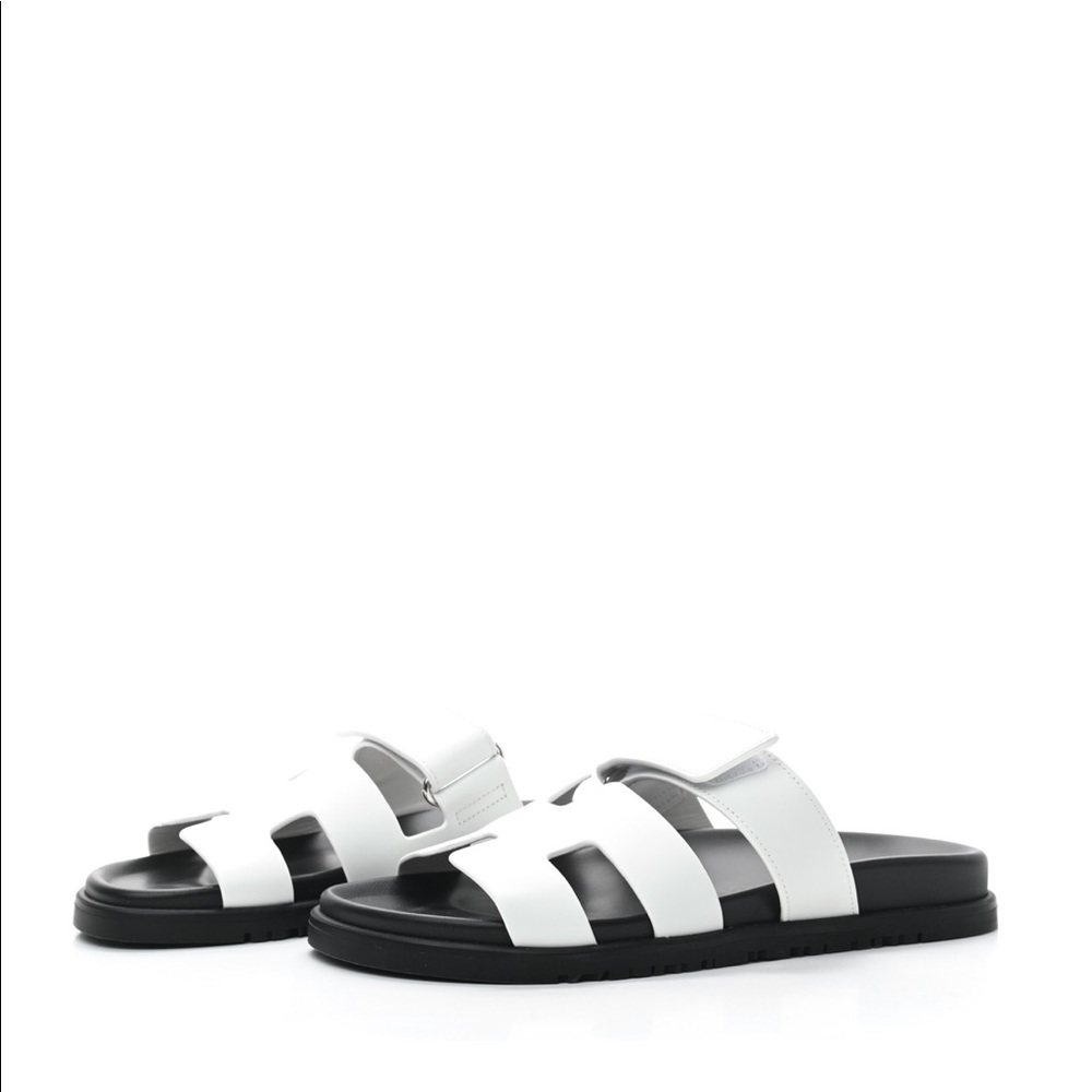 Hermes White Leather Chypre Sandal size 36.5